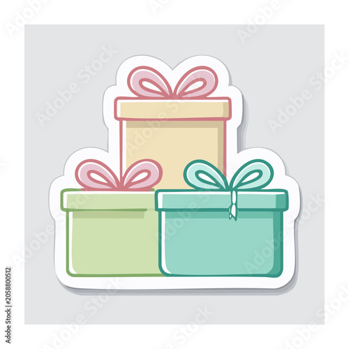 Stacked Gift Boxes with Bows Flat Design Illustration