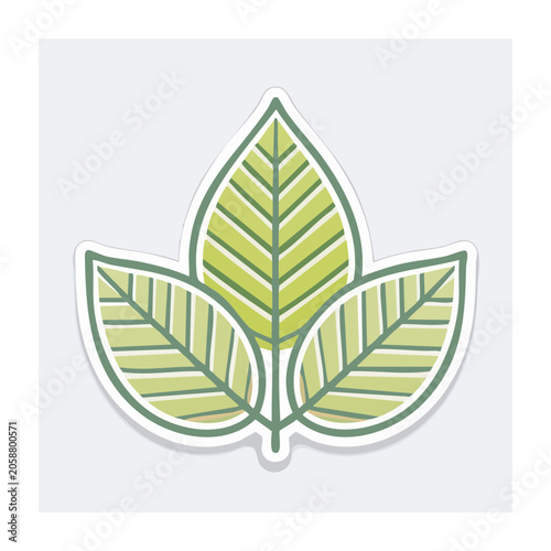 Three Green Leaves Icon on Transparent Background