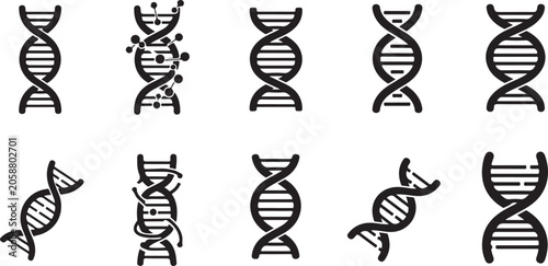 Εκτύπωση καμβά DNA, double helix, icons, genetic, biology, molecular, symbols, set
