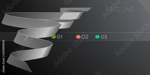 Obraz na plátně Metallic Ribbon Shape With Numbered Circles 3d Render
