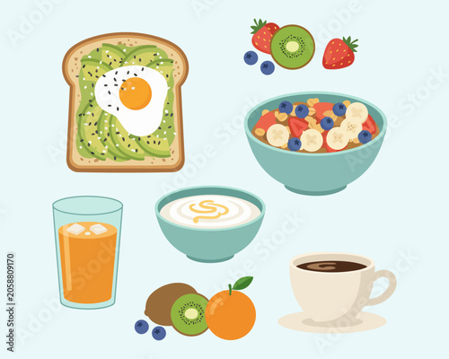 Healthy breakfast vector collection
