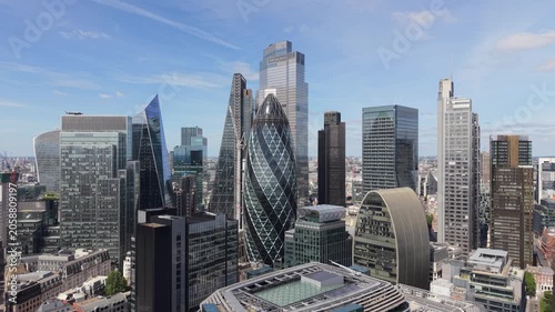 Gherkin 22 Bishopsgate and London Skyline Aerial View