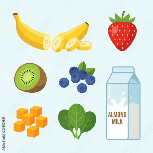 Smoothie ingredient vector set