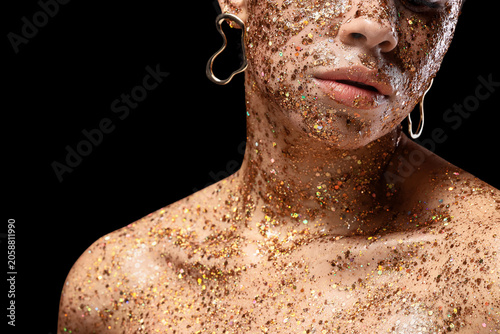 Womans face and body covere...