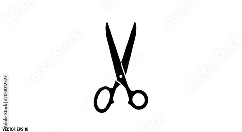 Foto Black scissors with metal rivet.