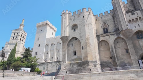 Palais des Papes in Avignon under Clear Blue Sky