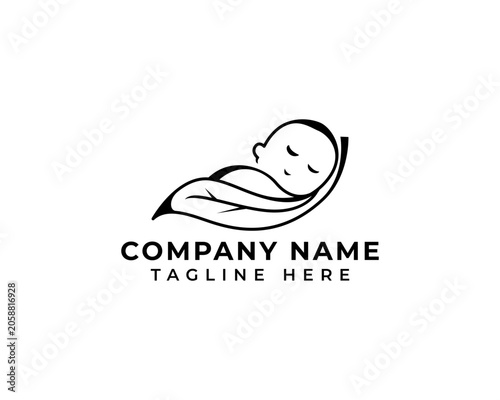 Minimalist logo vector of sleeping baby