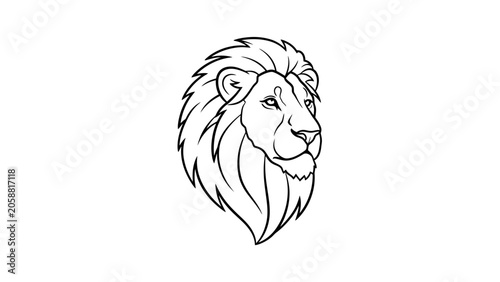 Majestic Lion Head Silhouette, Emblematic Animal Portrait, Powerful King of the Jungle