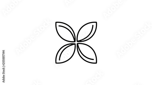 Minimalist Abstract Flower Petal Logo Icon, Simple Outline Design
