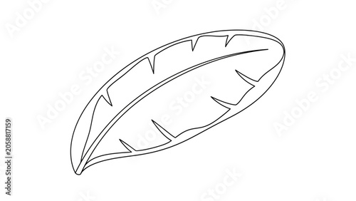 Minimalist Banana Leaf Outline Icon, Tropical Plant Vector Art, Simple Botanical Illustration