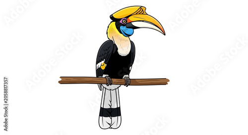 Colorful Toucan Bird Perched Sideways.