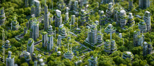 Eco friendly smart city lush green city generated.AI