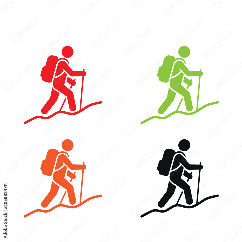 Fototapeta premium Colorful Hiker Icons Set