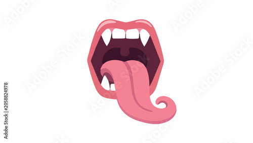 Close-up of Open Mouth with Tongue Out.