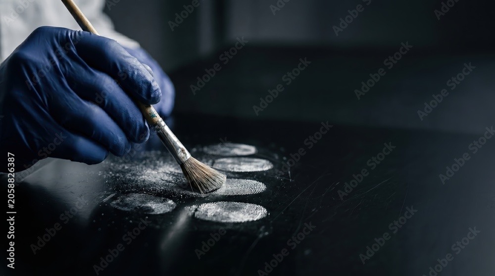 Obraz premium Forensic Expert Dusting for Latent Fingerprints