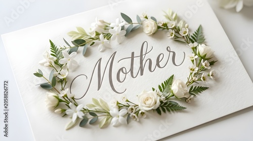 Elegant Mother Typography with White Flowers