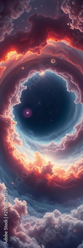 Ethereal vortex of gas and dust, illuminated by distant starlight, astronomy, galaxy