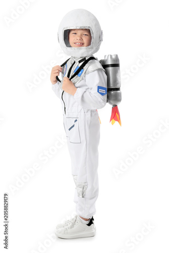 Smiling young boy in astron...