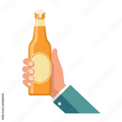 Flat design wine bottle with glass and label