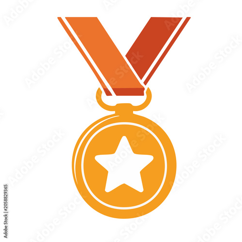 Gold medal with star and ribbon