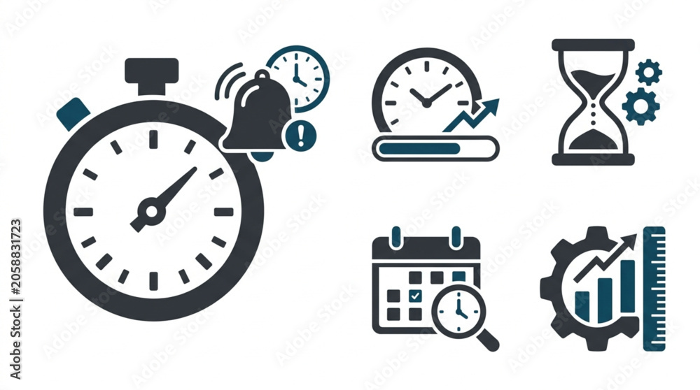 Fototapeta premium Collection of time management and scheduling icons.