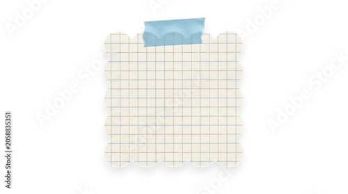 Εκτύπωση καμβά Blank scalloped grid paper note attached with blue masking tape on a transparent