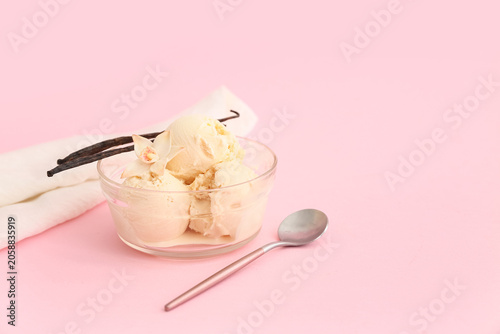 Bowl with scoop of vanilla ...