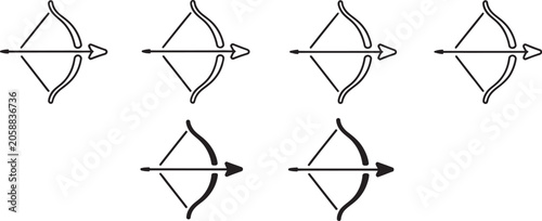 Konstfotografi Bow and Arrow Icons Featuring Archery Equipment, Target Accuracy and Precision S