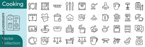 Foto Set of 40 outline icons related to cooking, kitchen