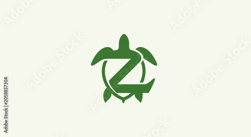 Green sea turtle logo with letter Z design.