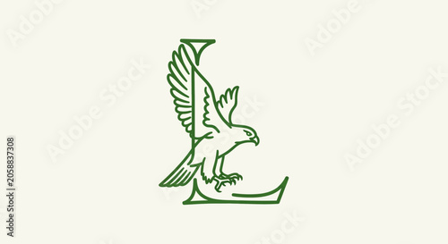 Green Eagle Logo with Letter L Design.
