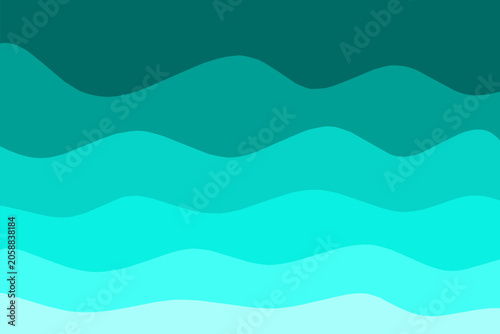 Turquoise Abstract Wave Layers Background Design. Teal Wavy Pattern Abstract Background Illustration. Layered Aqua Wave Background Modern Design