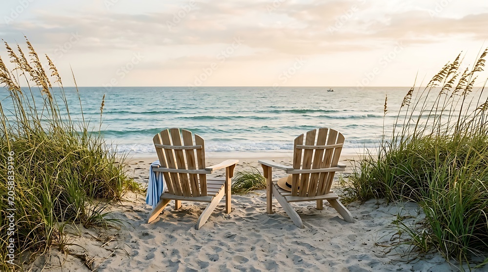 Fototapeta premium Beachside Seating Area German summer vacation