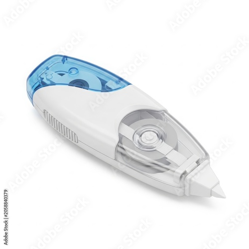Correction tape tool, white and blue, isolated on white background