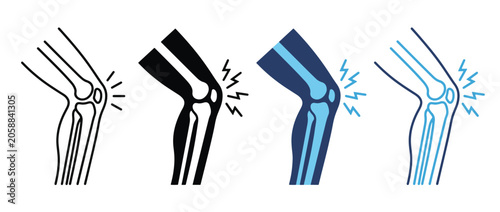 Arthritis knee joint pain icon set ,Knee joint icon, vector design. Arthritis linear icons , Vector illustration. new