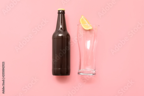 Bottle of fresh beer with l...