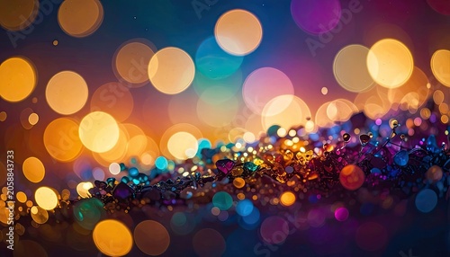 Abstract Bokeh Lights Festive Celebration Background.