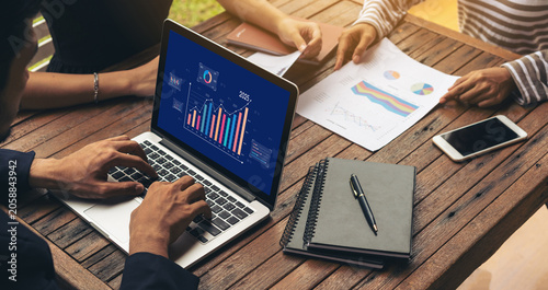 Fotografie Business data dashboard provide business intelligence analytic for marketing str