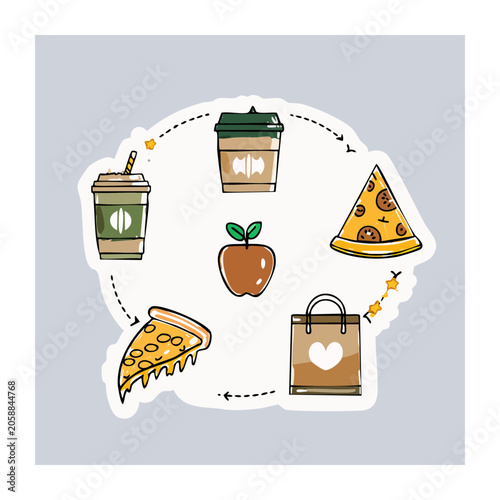 Flat design food and drink icons set