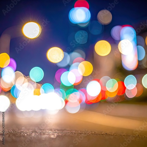 Abstract Bokeh Lights Cityscape at Night Vibrant Colors.