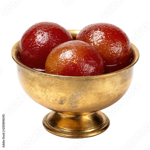Delicious Indian dessert Gulab Jamun served in a silver bowl and garnished with pistachios , Indian cuisine, sweet