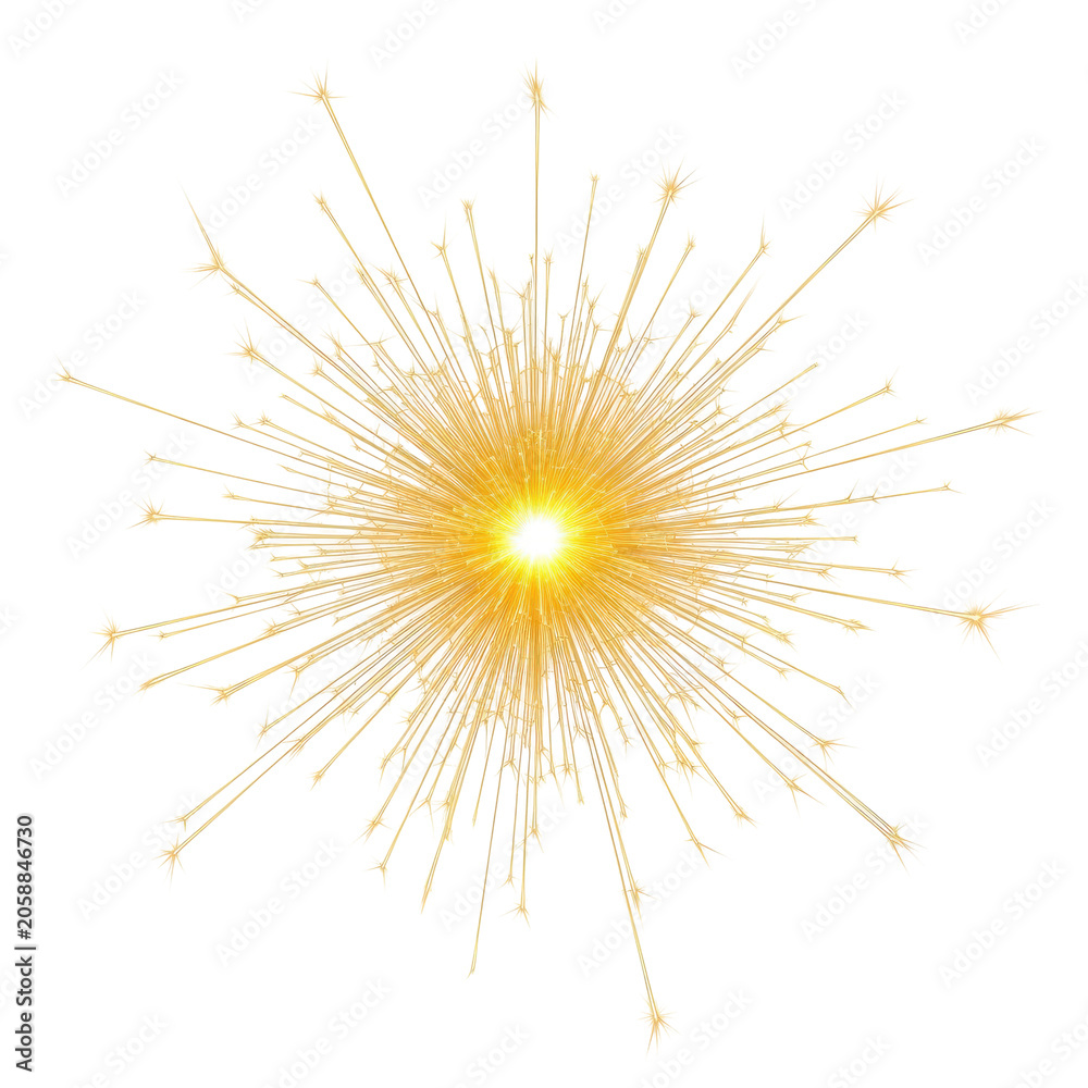 Fototapeta premium Bright yellow sparkler bursting outwards