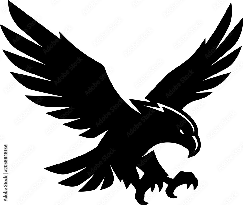 Fototapeta premium Black Eagle Silhouette Logo Vector Illustration