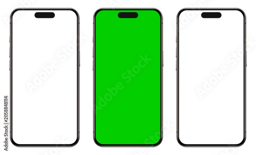 Konstfotografi iPhone 17 pro smartphone isolated, modern mobile phone mockup with empty, green