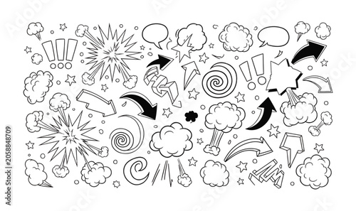 Photos Premium Comic Book Explosion Clipart Pack - Hand-Drawn Pop Art Speech Bubbles Ve
