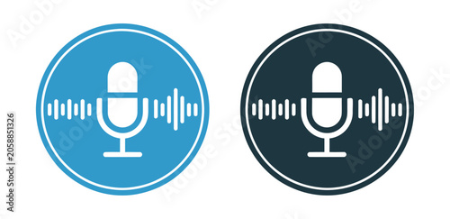 Bild auf Leinwand Microphone icon set, sound wave symbols, digital audio recording device graphics, voice message podcast mic icon, transparent background vector illustration