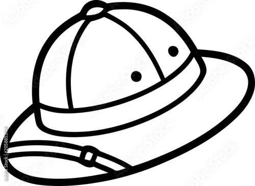Obraz na plátně Safari Hat Outline Icon - Pith Helmet Vector Illustration