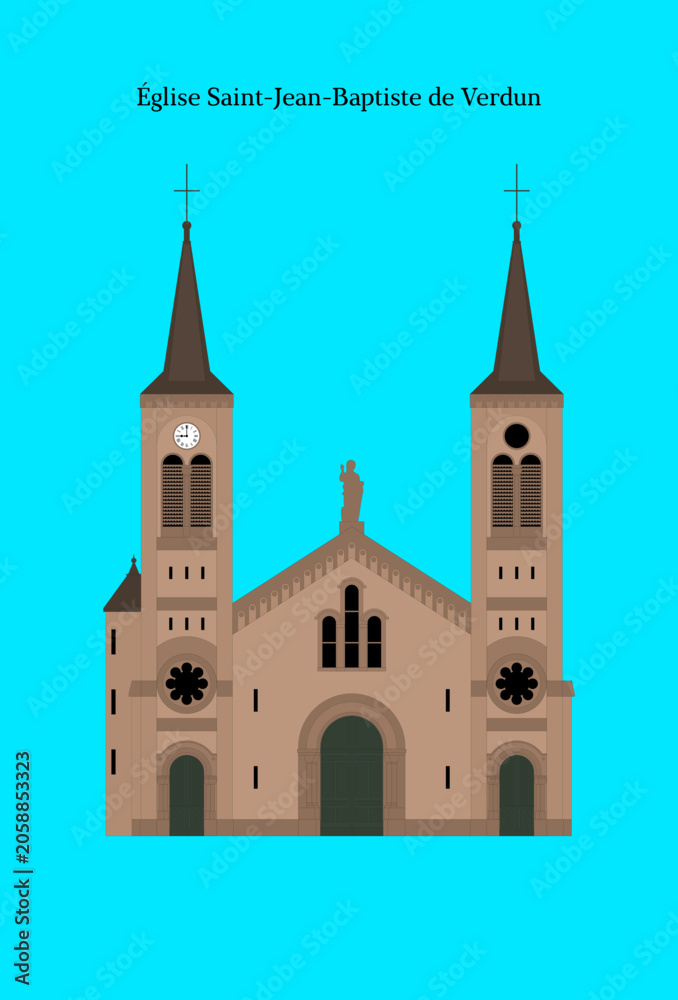 Fototapeta premium Église Saint-Jean-Baptiste de Verdun, France