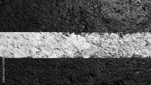 Asphalt Road Surface with White Lane Marking.