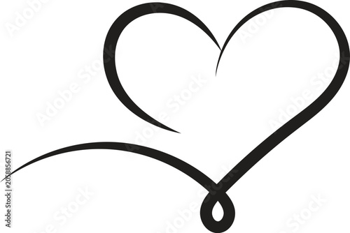 Simple black heart symbol with swoosh